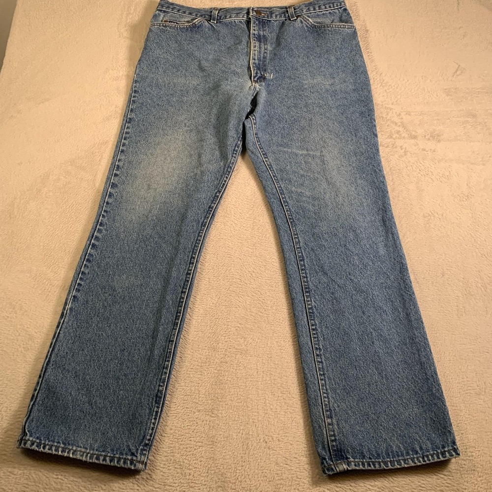 Vintage Lee Jeans Mens 38x32 Blue Denim Straight Leg Relaxed Fit Made‎ USA 90s